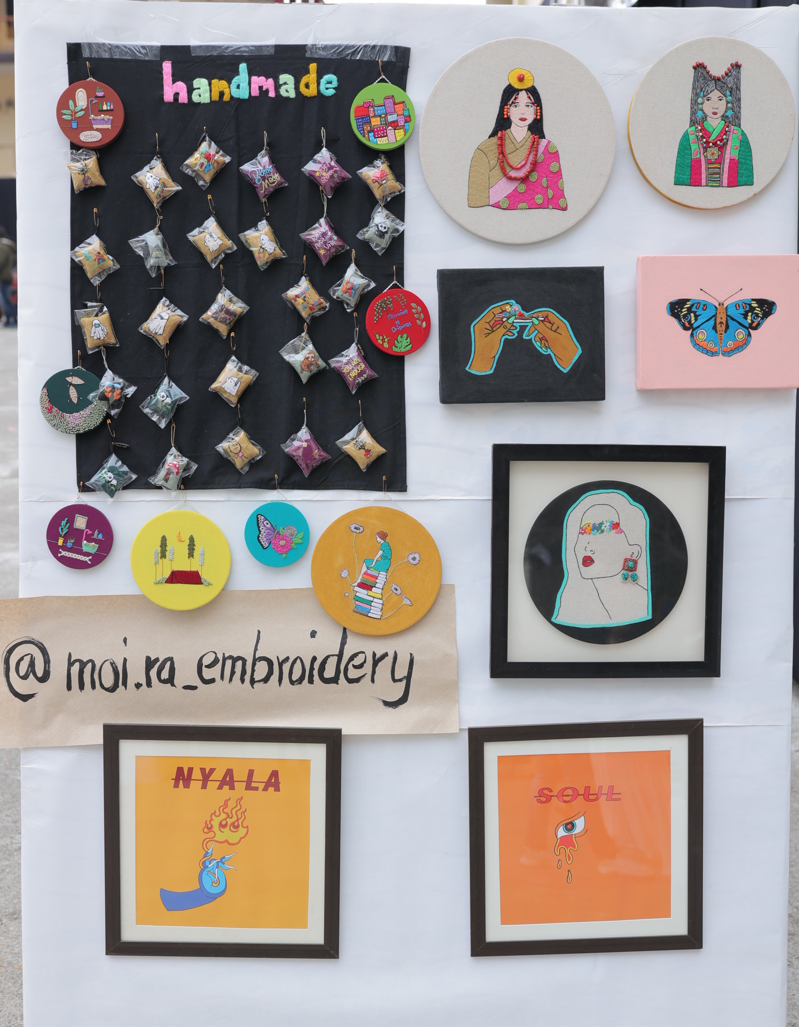 moira embroidery art display